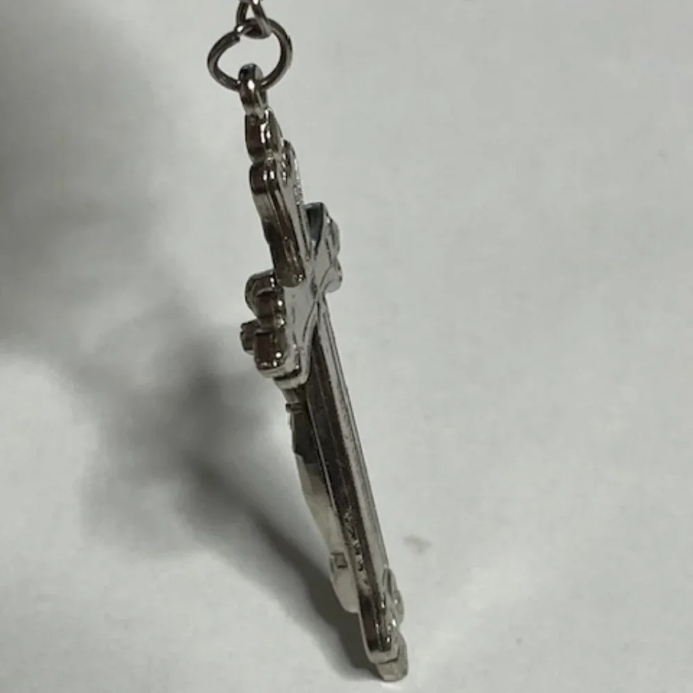 Silver-Toned Metal Jesus Crucifix Cross Keychain Pendant Charm Providence1.5